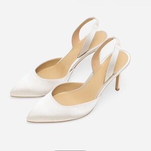 Hebe Ivory Satin Slingback Pumps